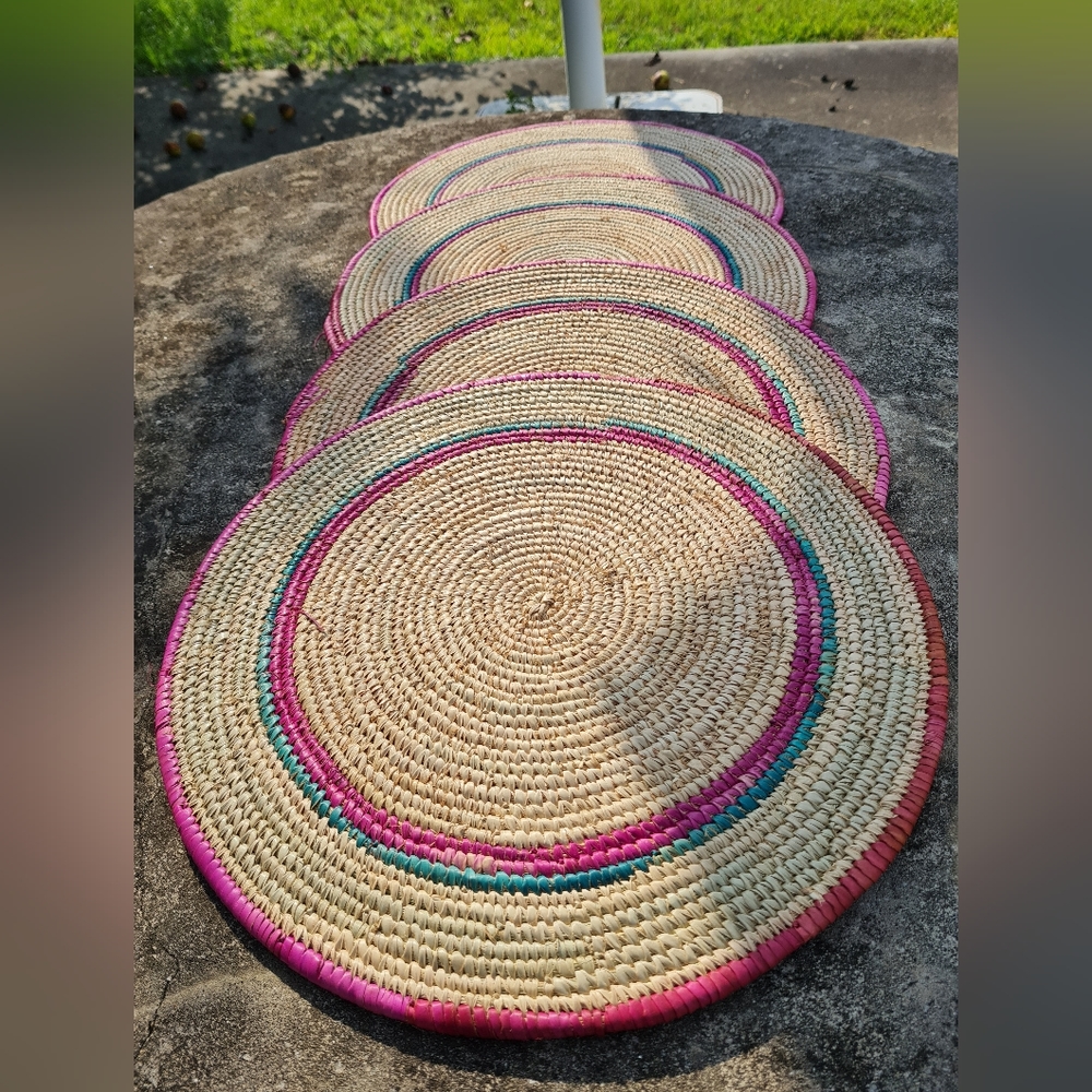 LARGE RAFFIA TABLE MATS SET OF 4